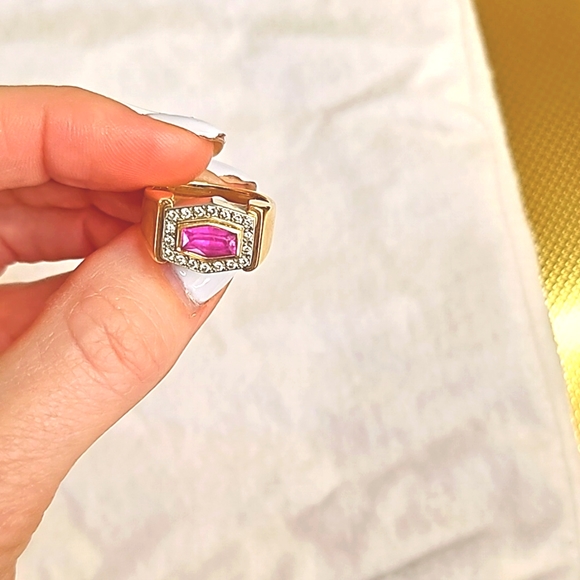 Pink Sapphire and Diamond Ladies Ring - Size 6 - Picture 7 of 10